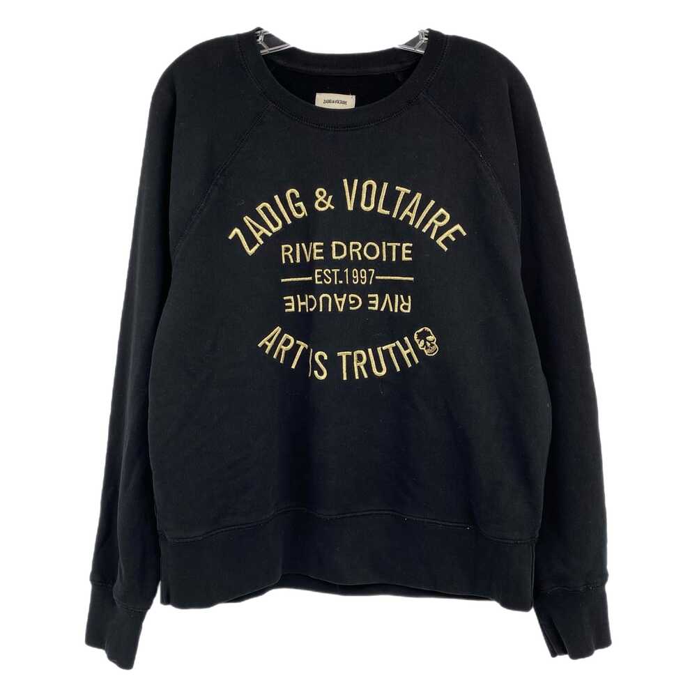 Zadig & Voltaire Black Gold Embroidered Crewneck Sweatshirt | Size L